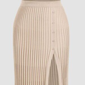 Knit Pleated Split Skirt